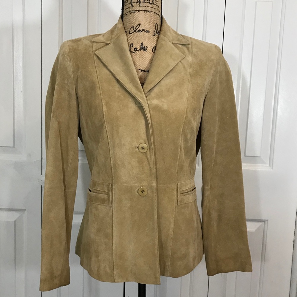 Liz Claiborne Tan Suede Blazer 3-button Jacket